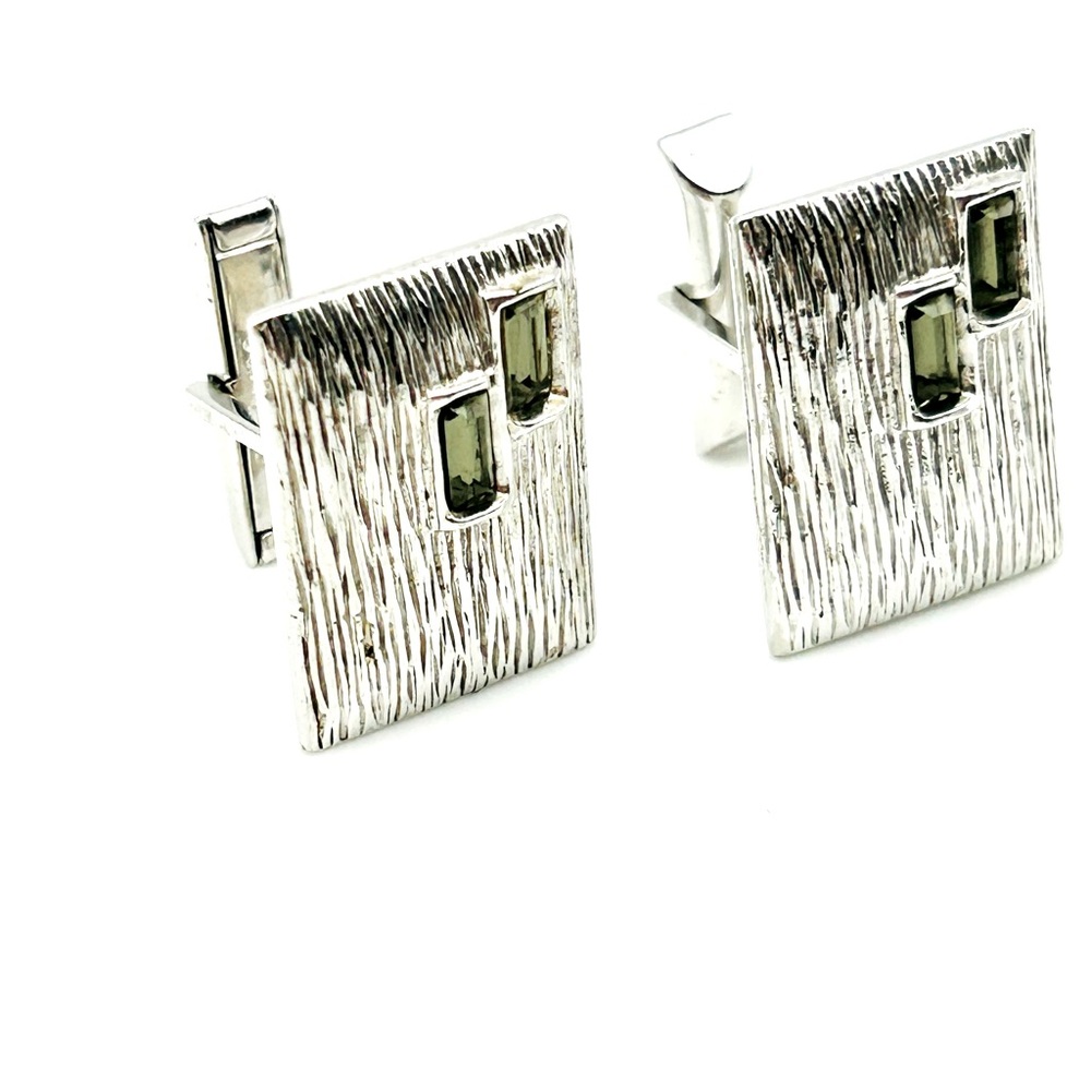 Vintage Swank Textured Silver Tone CuffLinks